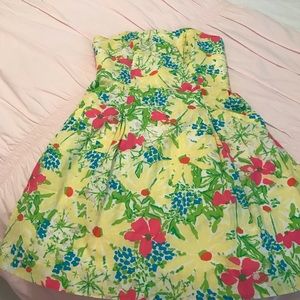 Lilly Pulitzer Strapless Floral Dress - Size 2 Yellow floral